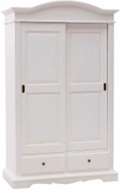 Armadio Treviso KIVIO in legno stile shabby chic con ante scorrevoli bianco L/P/H: 125 x 60 x 200 cm – 1