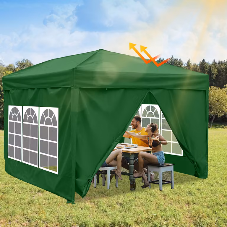 Clanmacy gazebo pieghevole 3 x 3 m gazebo pieghevole da giardino, protezione UV 50+ gazebo e tendoni per feste con 4 lati verde