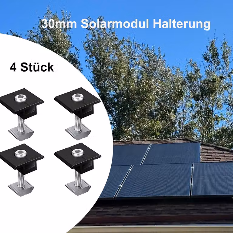 morsetti per moduli solari da 30 mm Montaggio PV Morsetto centrale per moduli solari Staffa Montaggio in alluminio Montaggio modulo PV