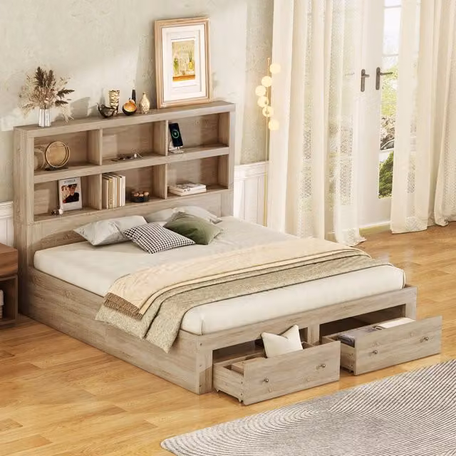 Letto 160x200 con cassetti e comodino - Xylo - Struttura e testiera con vano