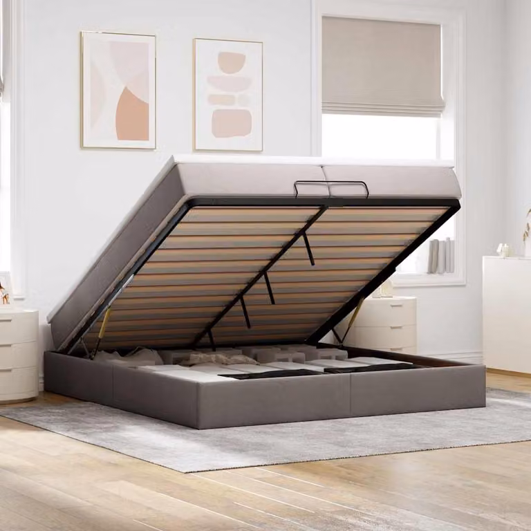 vidaXL Struttura Letto con Contenitore a Sollevamento e Materasso in Tessuto, L/P: 200 x 200 cm