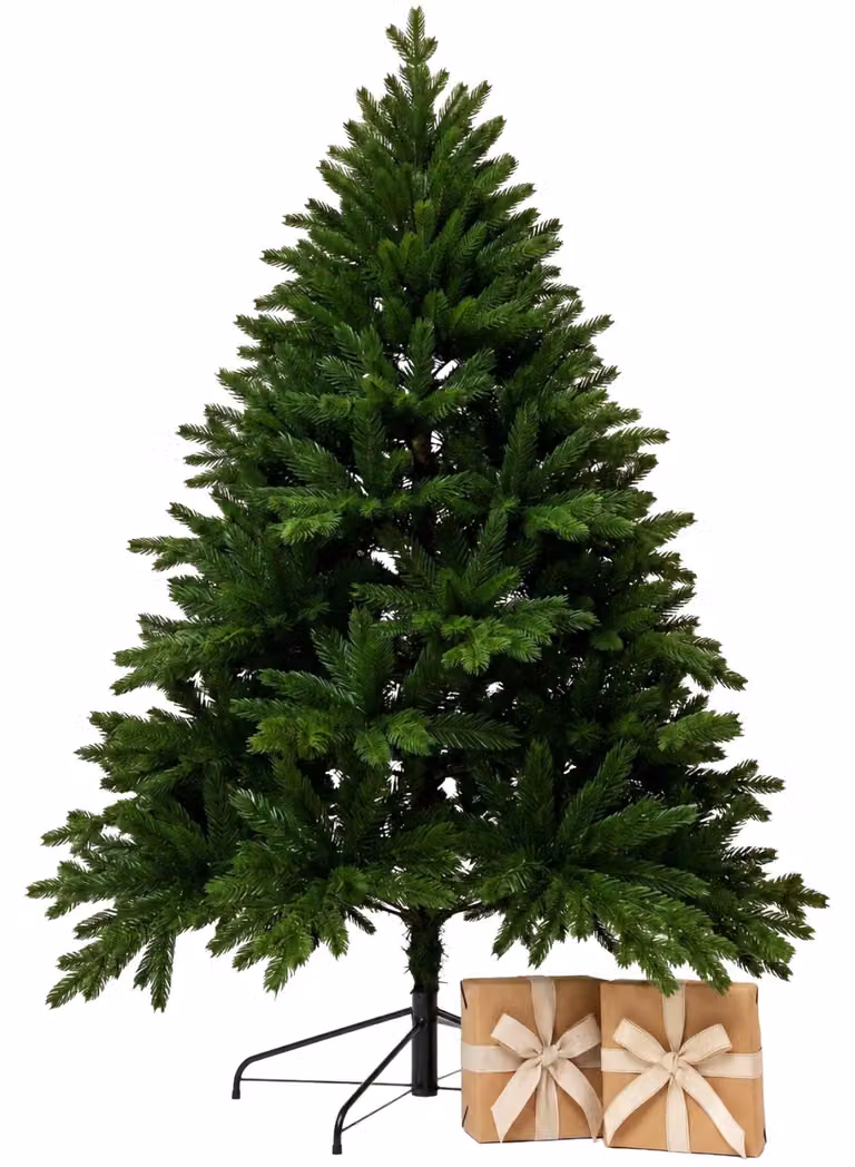 Albero di Natale VIVANNO, polietilene, modello NORDMANN, altezza 120 cm, forma rotonda, colore verde, aspetto naturale, dimensioni 97x120 cm
