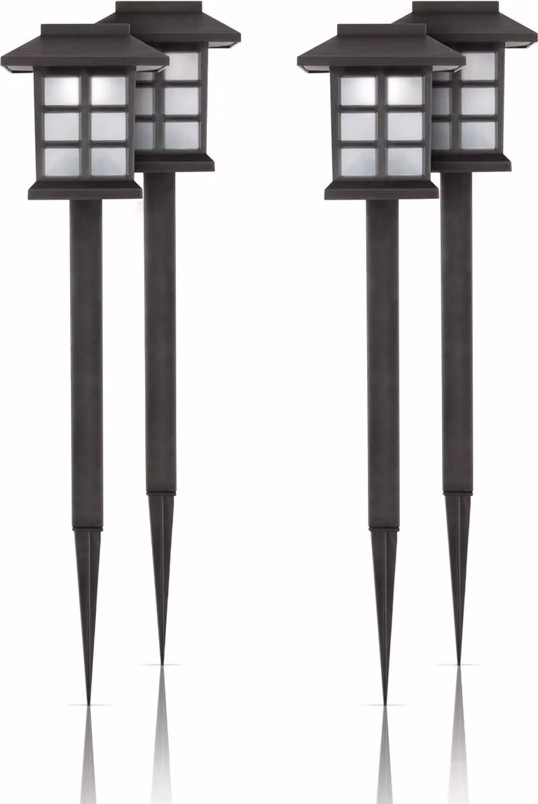 Luci solari da giardino a LED per esterni (confezione da 4), resistenti alle intemperie IP44, lampada a innesto da 38 cm con picchetto a terra, illuminazione per terrazze