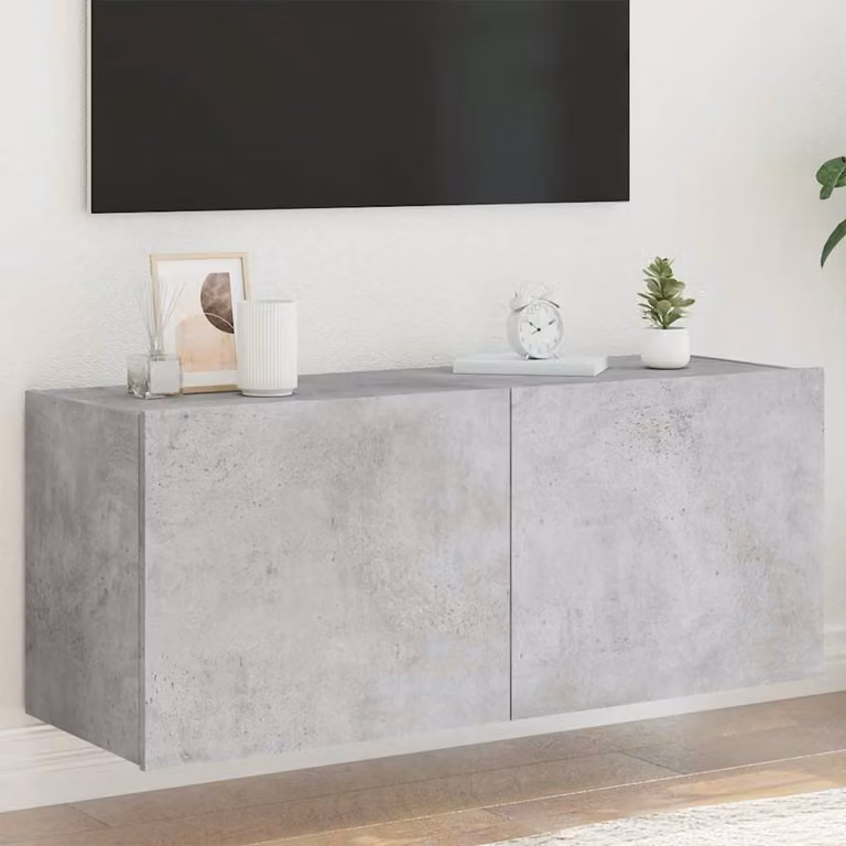 Mobile TV a parete vidaXL con luci LED Grigio Cemento L: 100 cm, P: 35 cm, H: 41 cm