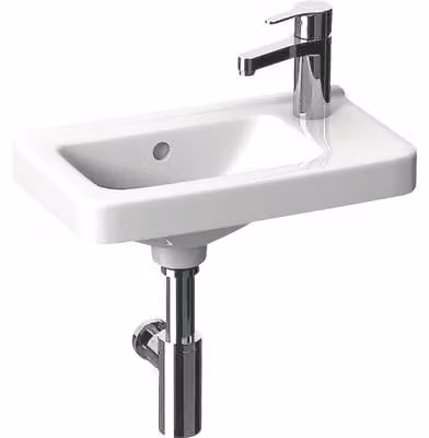 Jika Cubito - Lavabo 450x250 mm, con sfioratore, con foro per rubinetto a destra, bianco H8114240001061