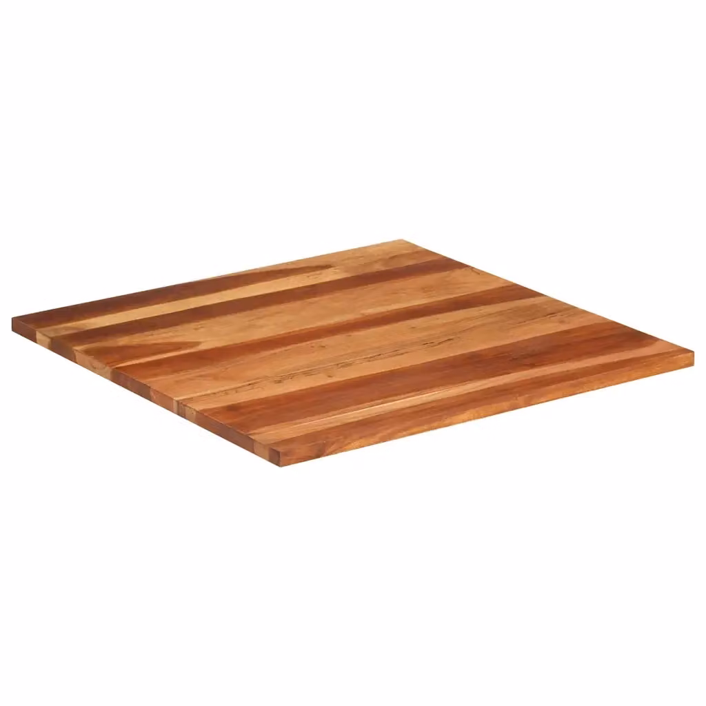 Piano per tavolo o scrivania in legno massello di acacia marrone, forma quadrata, L 80 cm x P 80 cm – 2