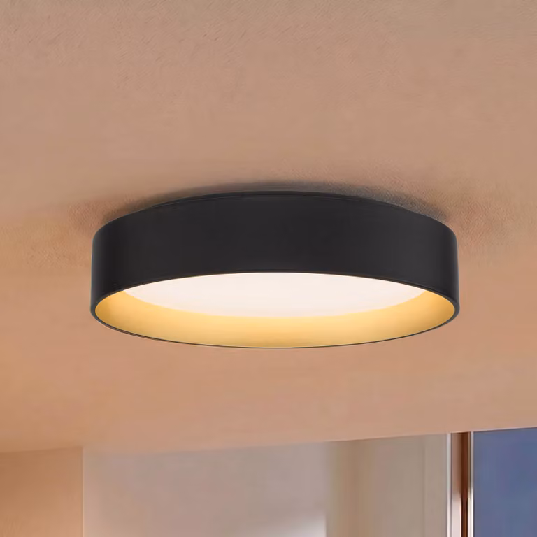 Plafoniera a LED Gracjan Lindby, dimmerabile, Nero, Soggiorno / Sala da pranzo, Plastica, Moderno, Plafoniera LED