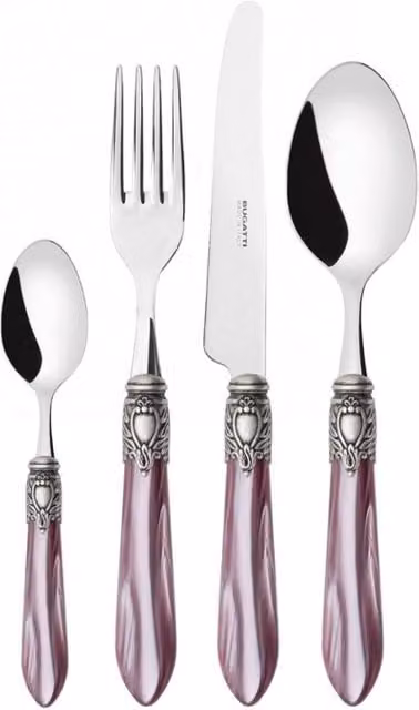 OXFORD Ghiera Argento Anticato, Posate Set 24 pz, Scatola Ghiera: Argento, Colore: Lilla