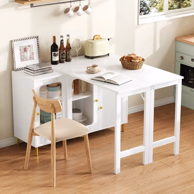 Credenza 116x40x78,5 cm bianco in MDF - piano estensibile