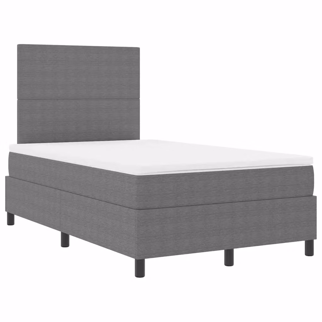 Letto moderno vidaXL con illuminazione LED sottostante, struttura imbottita in tessuto e legno, Grigio e Bianco, L 120 cm x P 200 cm x H 193 cm – 2