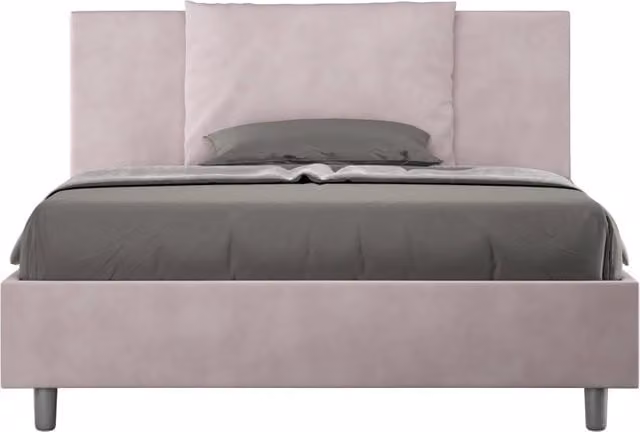 BS COM Letto matrimoniale francese senza rete imbottito 140x210 microfibra glicine