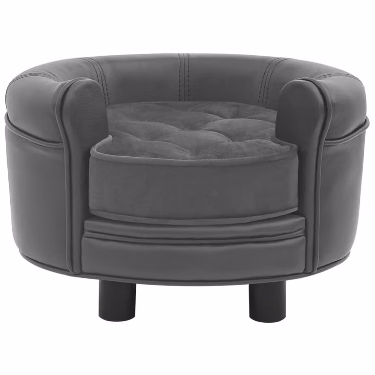vidaXL Divano per cani grigio 48x48x32 cm in peluche e Pelle finta