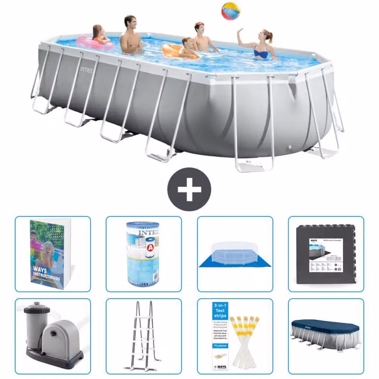 Piscina ovale con struttura a telaio Prism - 610x305x122 cm - 7 pezzi - Modello S563