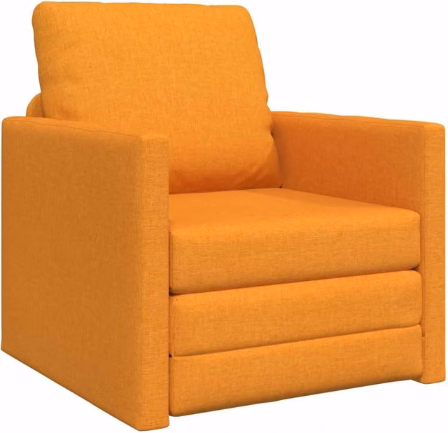 Divano letto singolo moderno in tessuto giallo con braccioli L/P/H: 74 x 77 x 81 cm