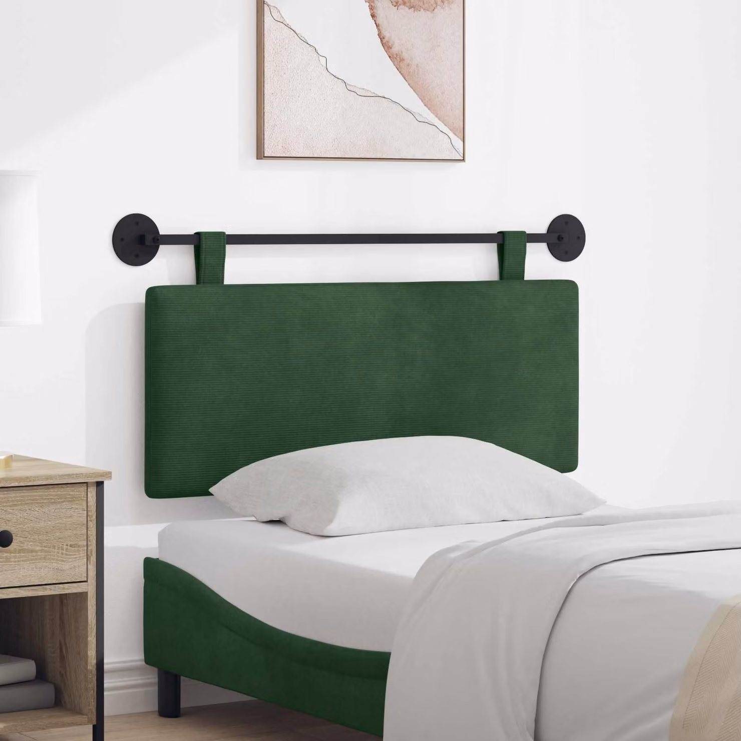 Testiera sospesa vidaXL in tessuto cord verde con pannello imbottito e struttura in legno e metallo