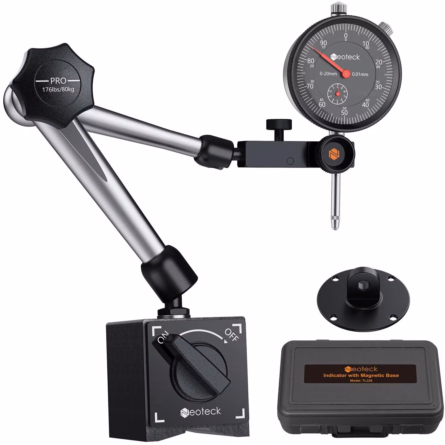 Solidchoice - Indicatore di precisione - Strumento di misurazione con base magnetica e range da 0 a 20 mm