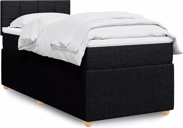 Giroletto a Molle con Materasso-Struttura Letto Nero 80x200 cm inTessuto 761282
