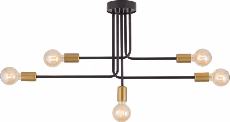 Lampada a sospensione Gino nero-oro 5xE27x15W in metallo, dimensioni: 44x83x13 cm, IP20, Sigma Lighting