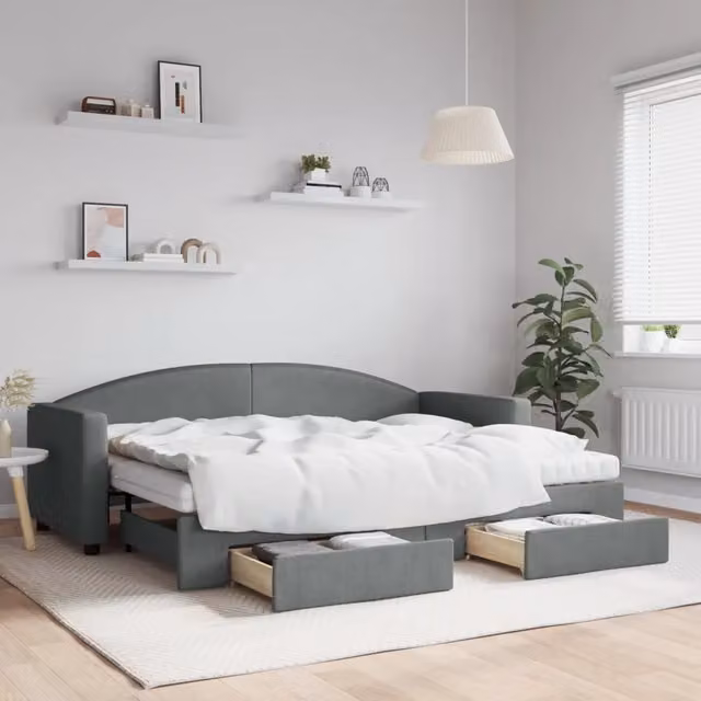 Divano Letto Estraibile con Cassetti vidaXL Grigio Moderno per Soggiorno e Camera da Letto