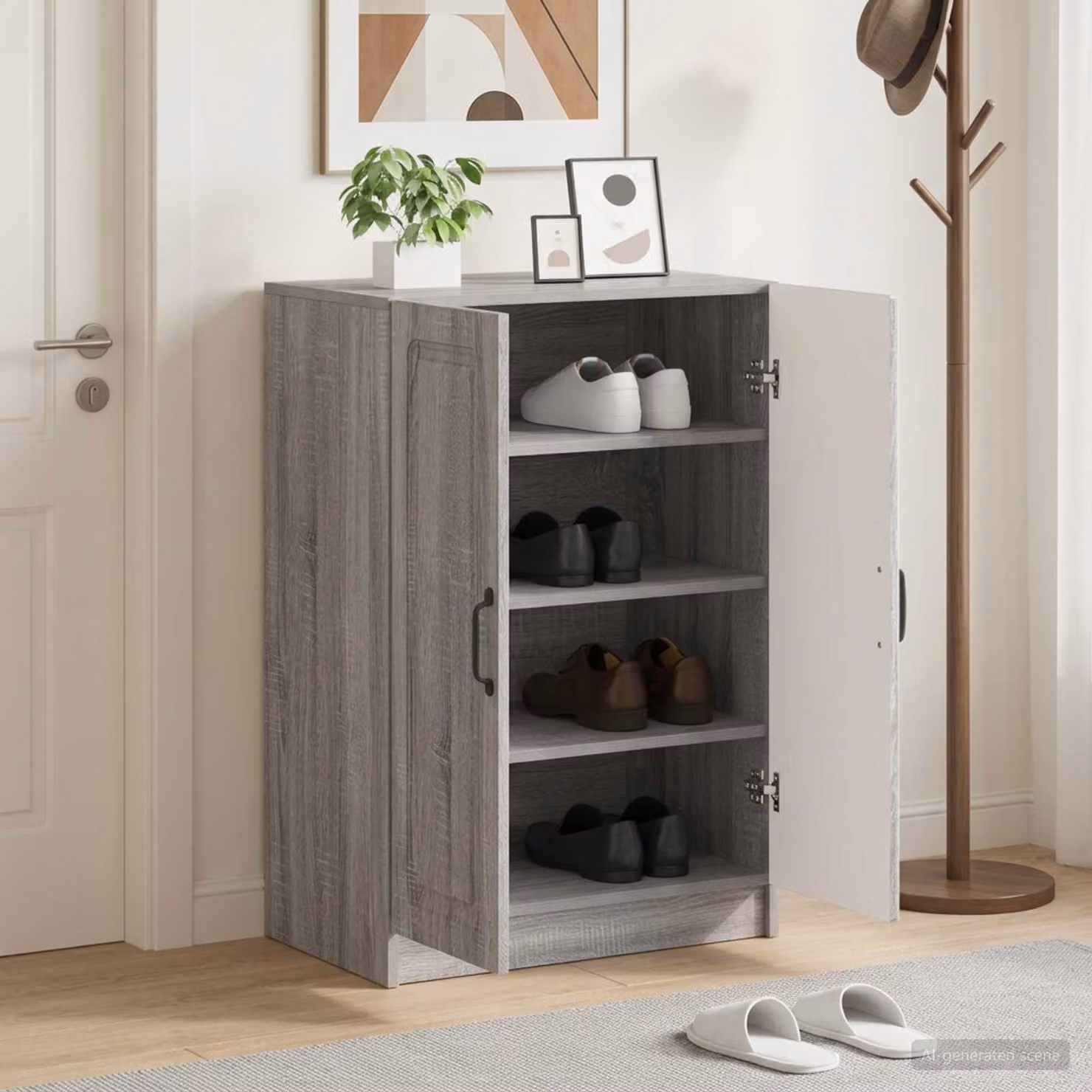 Mobile porta scarpe vidaXL UTRECHT moderno grigio L: 59,5 cm, P: 39,5 cm, H: 87 cm