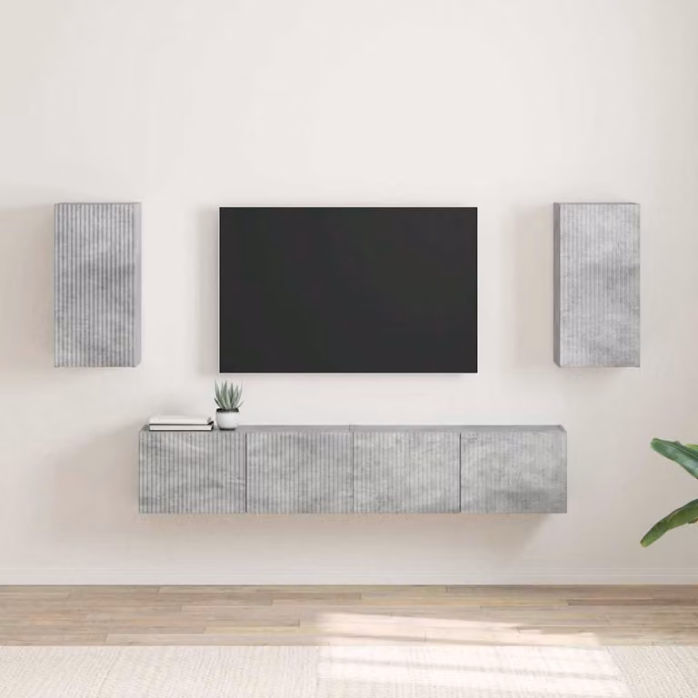 Set di 2 mobili TV da parete vidaXL in legno ingegnerizzato, stile moderno, Grigio cemento, L: 60 cm, P: 31 cm, H: 30 cm