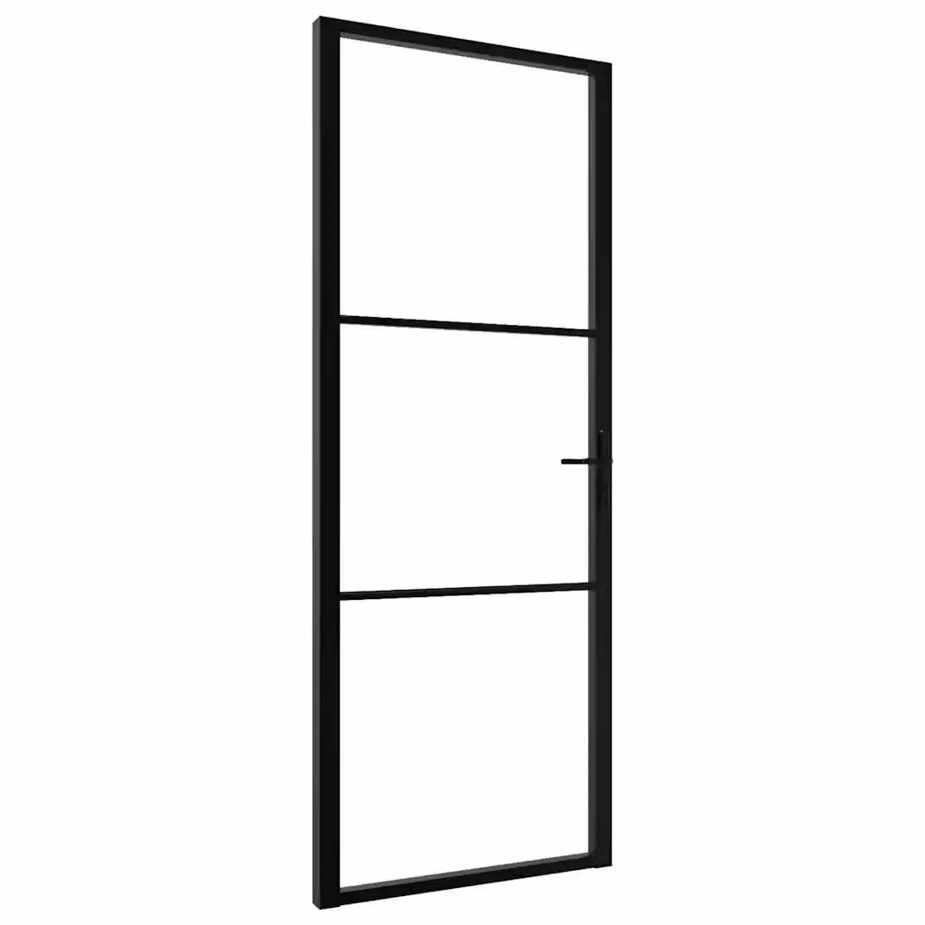 Porta interna scorrevole vidaXL in alluminio e vetro nero e trasparente L: 76 cm, H: 201,5 cm – 2