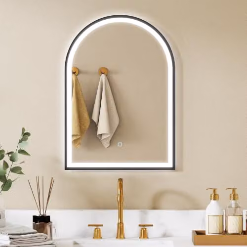 HOMCOM Specchio da bagno con luce 50x70 cm Antiappannamento IP44 Nero