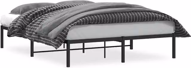 Letto matrimoniale in metallo nero con struttura rigida e doghe fisse L/P: 160 x 200 cm