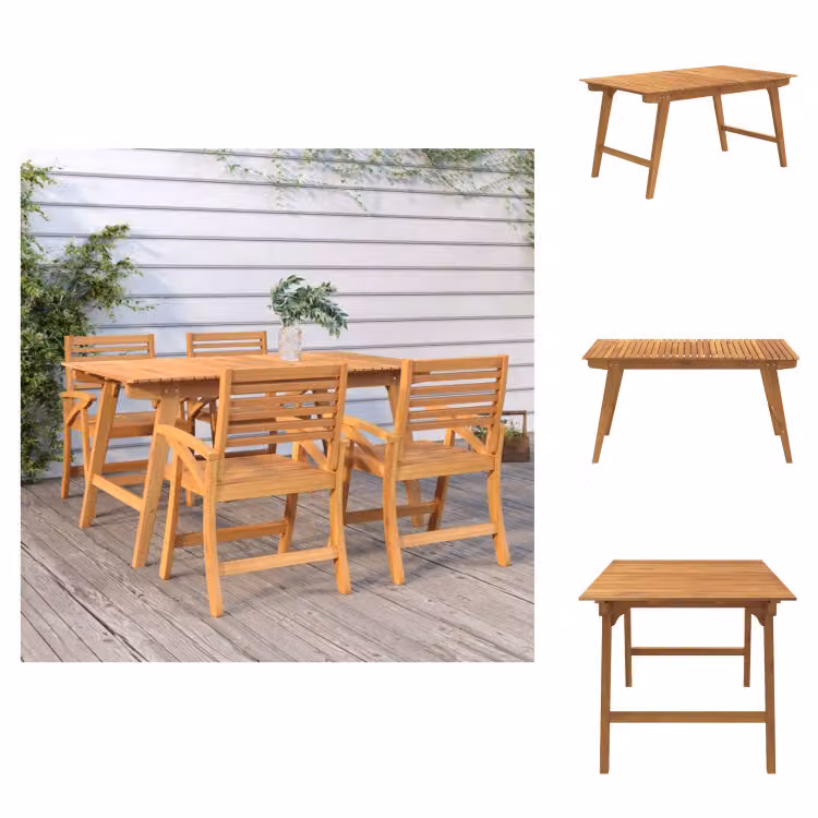 vidaXL Tavolo da giardino 150x90x75 cm in legno massiccio di acacia - Tavoli da giardino