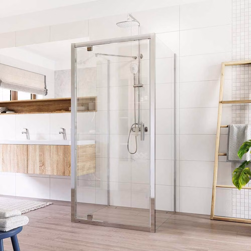 Mereo Cabina doccia Lima, quadrata a U, girevole, 80x80x80 cm, cromo ALU, vetro trasparente - CK86813K