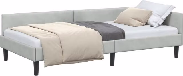 Letto singolo | Letto per adulti | Cornice del letto ad angolo Grigio chiaro 90 cm x 190 cm