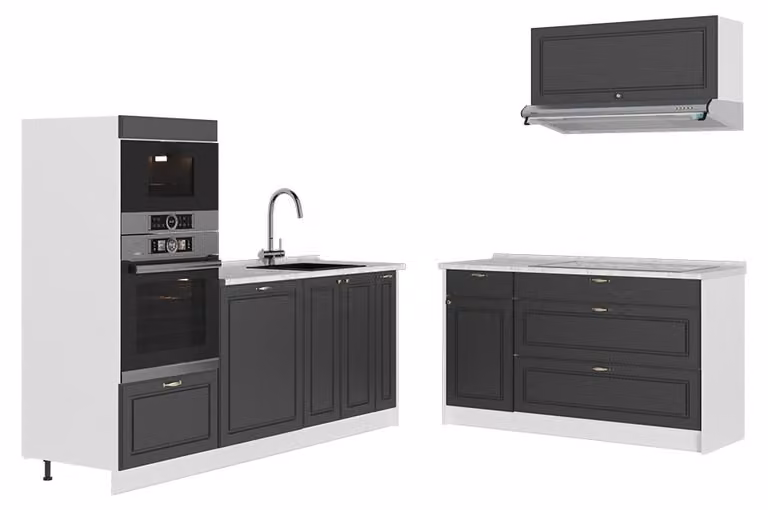 Cucina Vicco Fame-Line Oro-antracite rustico/Bianco 340 cm, PL Marmo, Model 63919