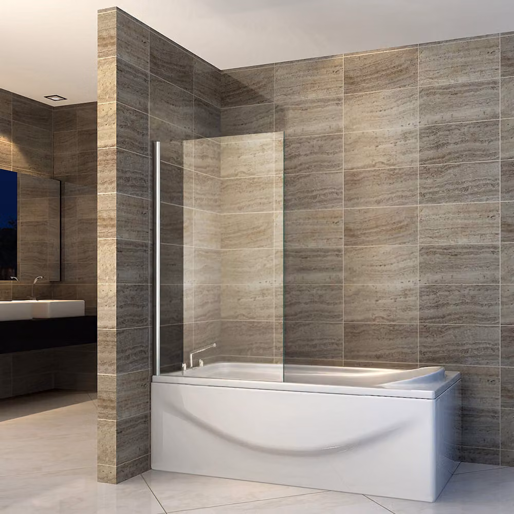 Aloni, rivestimento per vasca da bagno con parete laterale e separazione doccia, vasca da bagno, parete doccia, parete in vetro, pieghevole, 70 x 140 cm, 6 mm