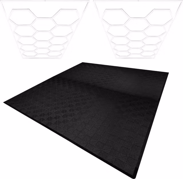 Set di Luci LED Esagonali e Piastrelle Ventilate per Garage Monster Shop, Colore Bianco e Nero