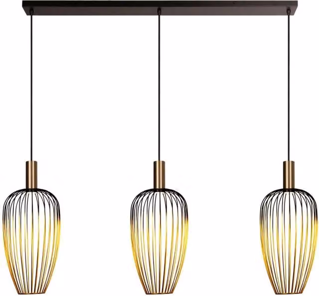 Lampada sospesa industriale AURELIE 3xGU10 oro nero