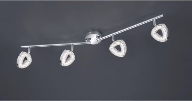 Lampada a soffitto Trio Leuchten Tours con 4 faretti LED regolabili e dimmerabili in colore cromo, L: 80 cm