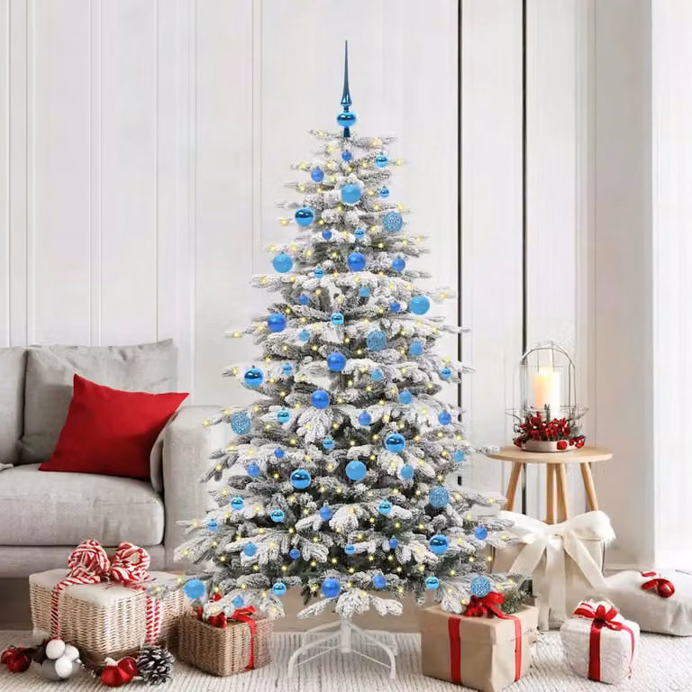 Albero di Natale Artificiale Moderno vidaXL Bianco con Luci LED Warm White, Altezza: 180 cm
