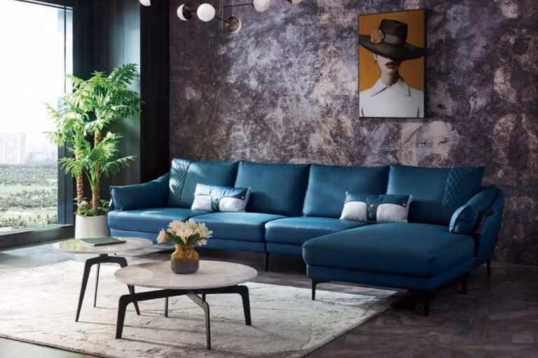 Wohnlandschaft Ecksofa L-Form Sessel Set Garnitur Modern Sofa Blau Couchen