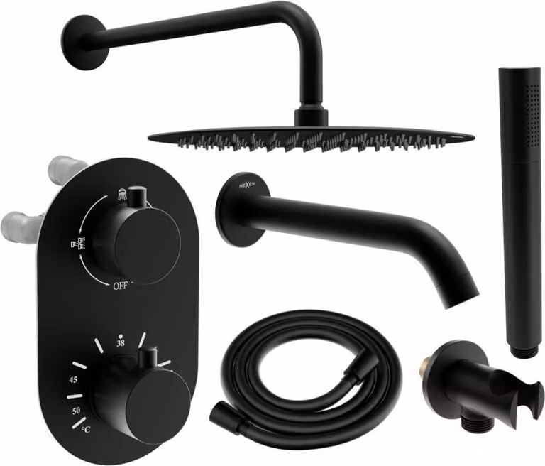Mexen Kai DR70 set da bagno e doccia incassato con soffione 30 cm, nero - 77602DR70301-70