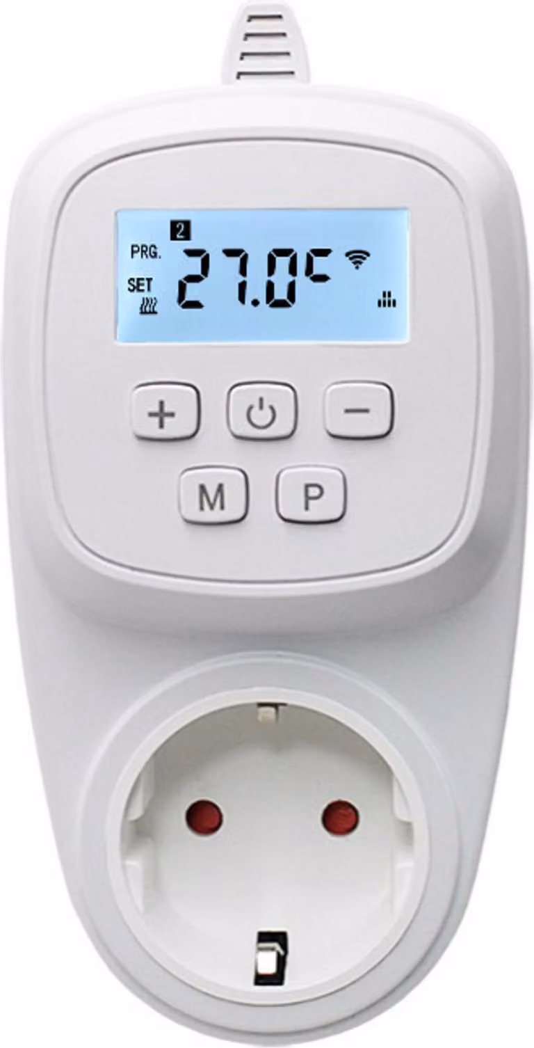 Presa termostatica - Bianca - Programmabile tramite programma orario di 6 giorni, 3600 Watt max