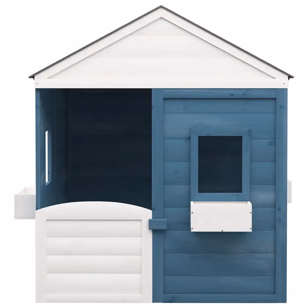 vidaXL Casetta per bambini in legno massello con finestra e porta chiudibile, L: 132 cm, P: 125 cm, H: 120 cm – 2