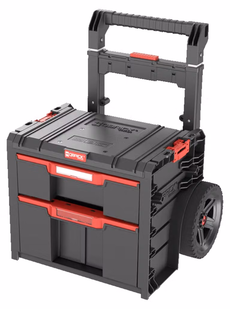 Qbrick System PRO Cart 2.0 Plus Drawer 2 box mobile su ruote 520 x 415 x 660 mm 9,5 l 12 l maniglia telescopica doppia rimovibile