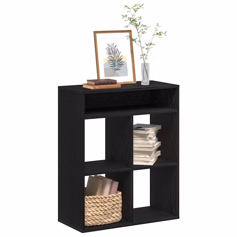 Libreria moderna vidaXL nera in legno e MDF, sospesa a parete, L 66 cm x P 31 cm x H 80 cm