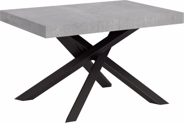 Tavolo Allungabile Moderno GIORDANOSHOP Volantis in Cemento Grigio con Telaio Antracite L/P/H: 140-400 x 90 x 77 cm – 1