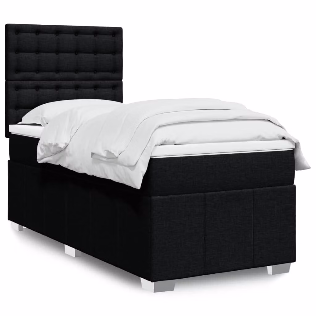 vidaXL Giroletto a Molle con Materasso Ibrido in Tessuto Nero L/P/H: 100 x 200 cm