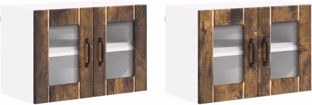 Set di 2 pensili da cucina moderni minimalisti 60 x 31 x 40 cm in legno ingegnerizzato rovere fumo 02_0053995