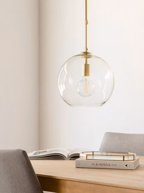 Quinn lampada a soffitto dorata in vetro e metallo Kenay Home
