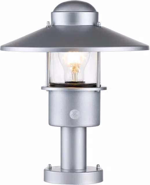 Lampada da esterno a colonna con sensore argento E27 60W Elstead