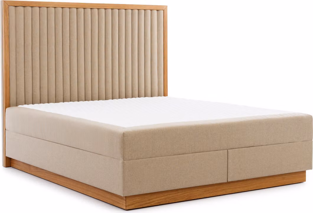 Braun-Beiges Schlafzimmer Bett Designer Betten Doppelbetten Textilbett