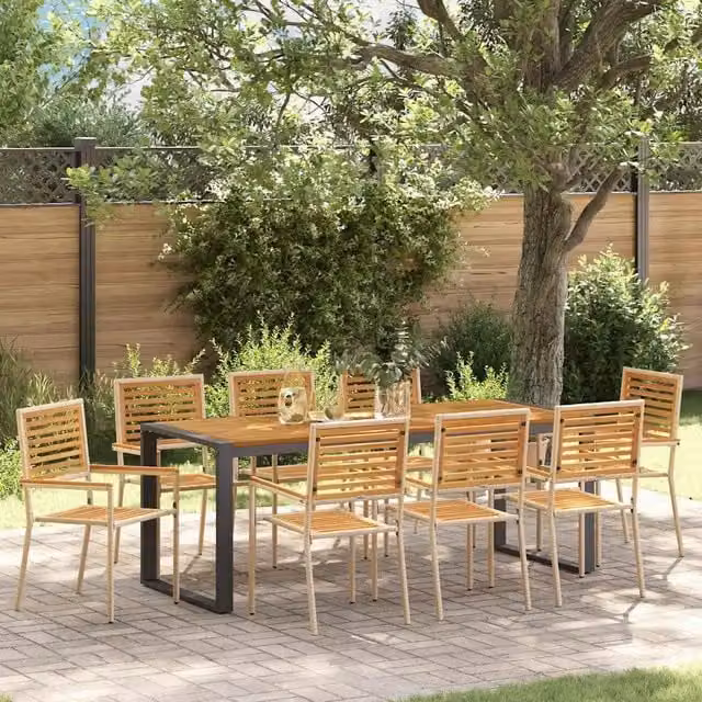 Set da Pranzo per Giardino 9 pz Beige e Marrone polyrattan 3365489
